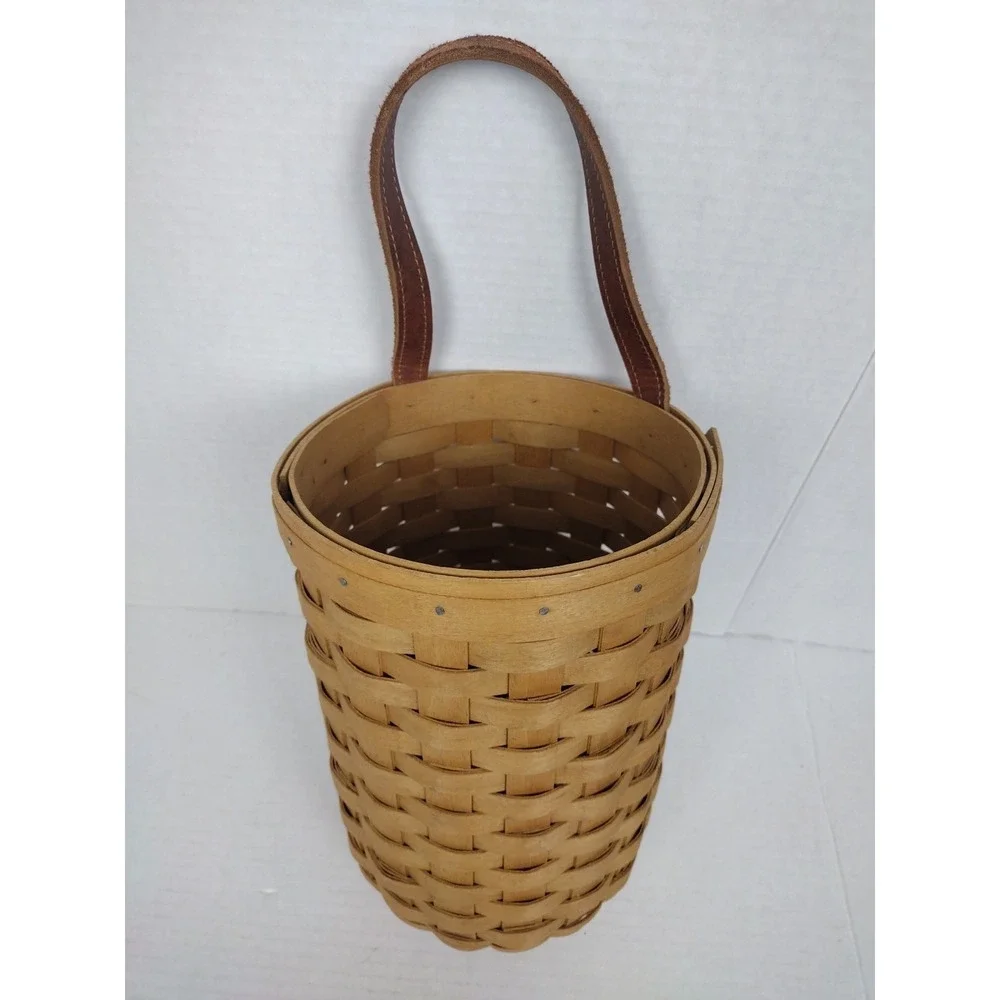 Longaberger 2003 LARGE Gatehouse Hanging Basket With Leather Strap, 10